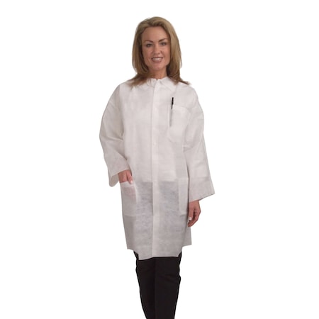 Disposable Lab Coat, Polypropylene, 50 PK