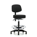 Rutledge Fab Stool with Back - High Bench Height with Chrome Foot Ring and Stat Glides in Black Fab