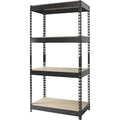 3800 Riveted Steel Shelving 4-Shelf Unit, 16D x 30W x 60H, Black