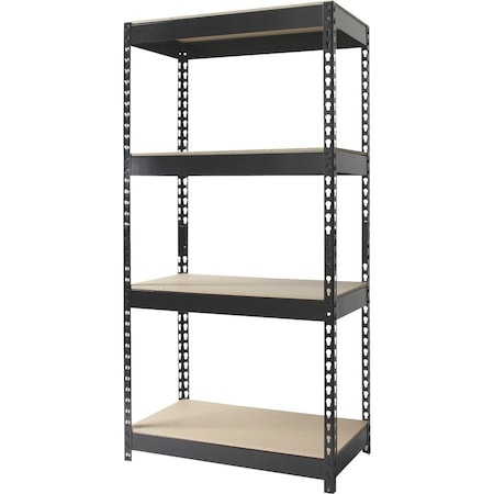 3800 Riveted Steel Shelving 4-Shelf Unit, 16D x 30W x 60H, Black