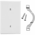 Blank Strap Mount Wall Plate, Number of Gangs: 1 Plastic, Satin Finish, White