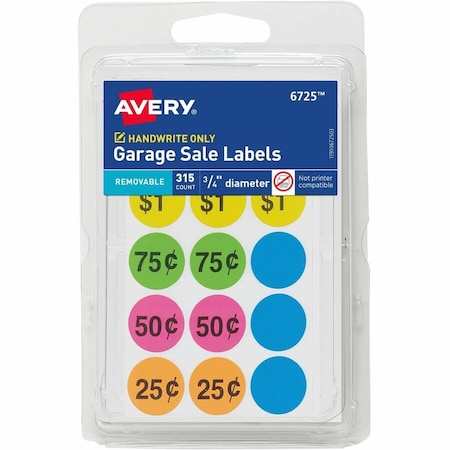 Removable Garage Sale Labels, 0.7, PK315