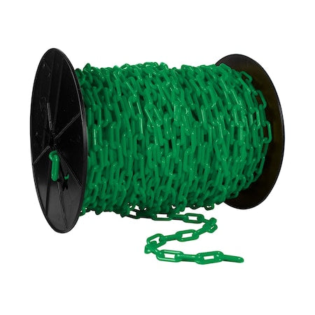 1.5"" x 200' Green Plastic Safety Chain - Reel
