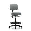Rutledge Fab Stool with Back - High Bench Height with Black Foot Ring and Stat Glides in Gray Fab
