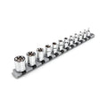 3/8 Inch Drive External Star Socket Set with Rail, 12-Piece E4-E20