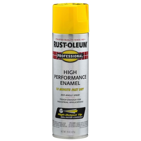 Rust Preventative Spray Paint, Safety Yellow, Gloss, Solvent, 15 Oz