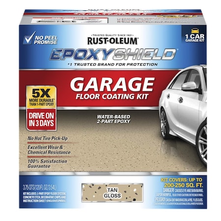 120 fl oz Garage Floor Kit, Gloss Finish, Tan, Water Base