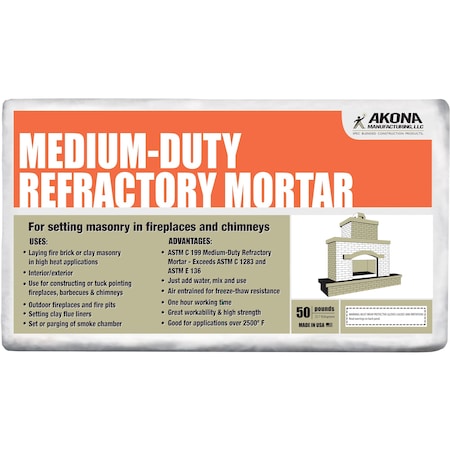 Medium Duty Refractory Mortar, 50 lb, Bag