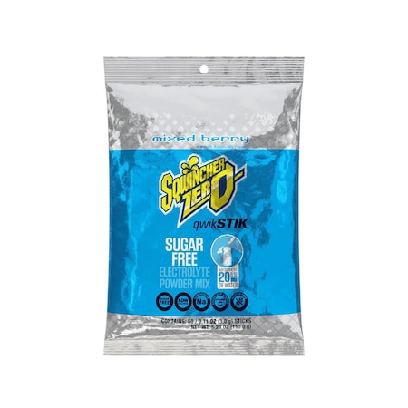Qwik Stik®, Sugar Free Drink Mix Powder, 20 oz Yield per .11 oz Pack, Mixed Berry, 50PK