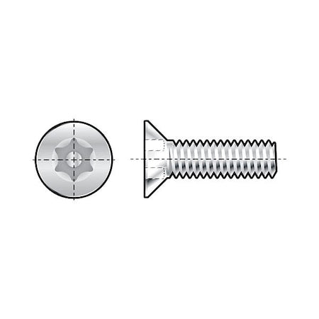 #8-32 x 1-1/4 in Torx Flat Tamper Resistant Screw, Plain Finish, 18-8 Stainless Steel, 25 PK