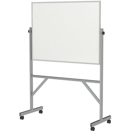Dry Erase Board, Plastic, 78 1/4 in, 53 1/4 in, Aluminum Frame, White, Gloss