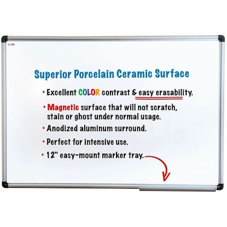 Board & Marker Tray, 36 in, Porcelain Frame, White