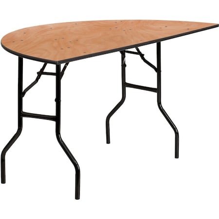 Half Round Folding Table, Wood Top, Wood Grain