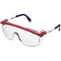 Astrospec w/Duoflex, Safety Glasses, Anti-Fog, Clear Lens, Blue/Red/White Frame, Full-Frame