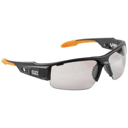 Safety Glasses, Anti-Fog & Anti-Scratch, Black/Orange Lens, Black/Orange Frame, Half-Frame