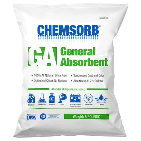 Granular Sorbent, Perlite, 2 1/2 gal Volume Absorbed per Pkg., 8 lb lb, Bag, J1
