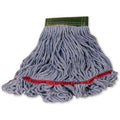 5 in String Wet Mop, 28 oz Dry Wt, Side Gate Connection, Looped-End, Blue, Cotton/Rayon/Polyester