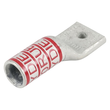One-Hole Compression Lug, 3/0 AWG Max, 1/4 in Stud, Short Barrel, Aluminum, Ruby