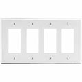 Rocker Wall Plate, Number of Gangs: 4 Plastic, Satin Finish, White