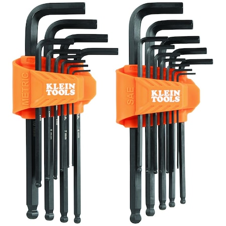 Hex Key Set, Long Ball End, SAE/Metric, 22P