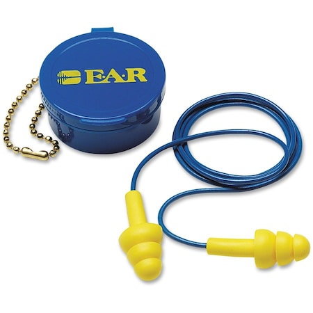 E-A-R UltraFit Reusable Corded Ear Plugs, Flanged Shape, NRR 25 dB, Plastic Case, 1 Pair