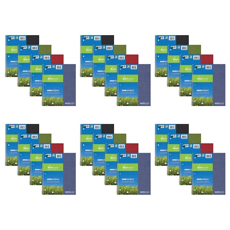 Case of Wirebound Notebooks, 11"x9", 1 Sub & 1 Pkt, 100 sht, Asstd Covers, College Ruled w/Margin, PK24