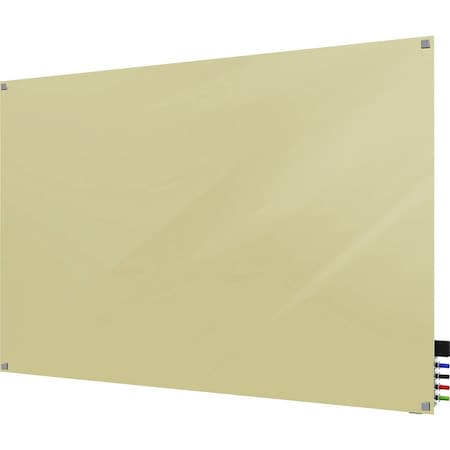 Dry Erase Board, Glass, 36 in, 48 in, No Frame Frame, Beige, Gloss