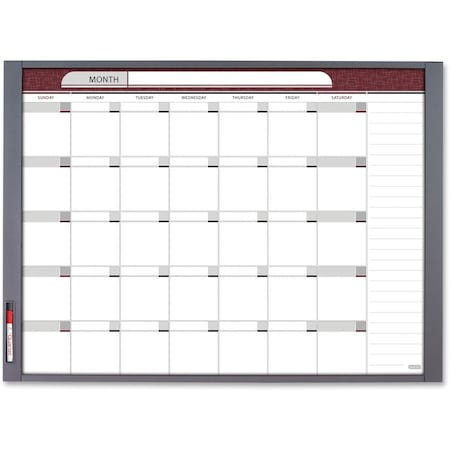 Dry Erase Board, Melamine, 23 in, 37 1/2 in, Steel Frame, White, Gloss