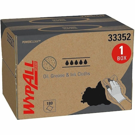 WypAll Oil, Grease & Ink Cloths (33352), Brag Box, Lint-Free, Blue (180 Sheets/Box, 1 Box/Case)