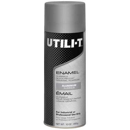 General Purpose Enamel Spray Paint, Aluminum, Gloss, Solvent, 10 oz