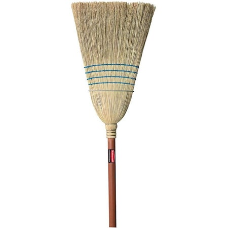 12 1/2 in Sweep Face Corn Broom, Stiff, Natural, Blue