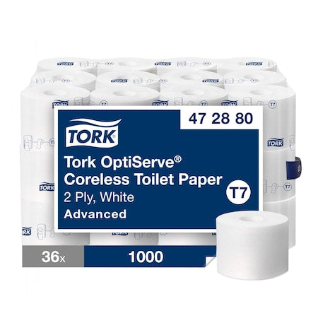Coreless, 2 Ply, 1,000 Sheets, White, 36 PK