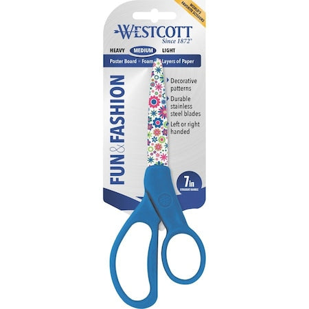 Scissors, 7" Fun & Fashion Floral Blade Scissor, Weight: 0.1