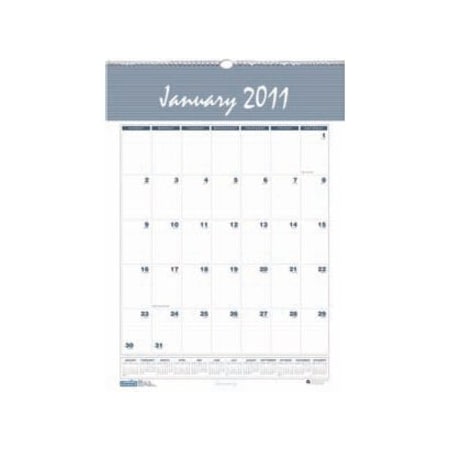 8-1/2 x 11"" Wall Calendar, Bar Harbor Wirebound Monthly, Blue/Gray