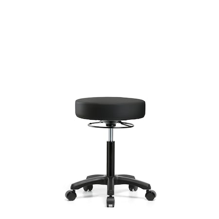 Med Bench Mini-Stool, Vinyl, Casters, Blk