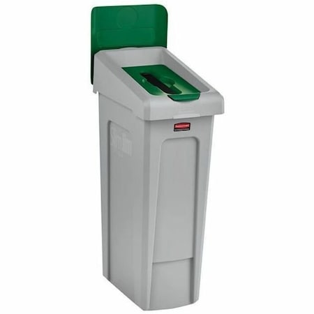 23 gal Rectangular Recycling Station, Flat with Top Opening, Green, 1 Openings