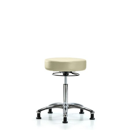 Vin Stool without Back Chrome-Medium Bench Ht with Stationary Glides in Adobe White Trailblazer Vin