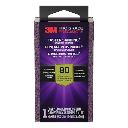 Sanding Sponge, 2 1/2 in, Ceramic, 80 Grit