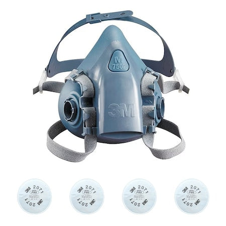 Half Mask Respirator Kit: 4 Cartridges Included, 7500 Series, P95 Filter, Storage Bag, Size M