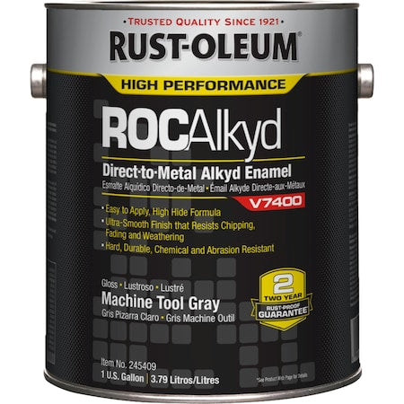 Interior/Exterior Paint, High Gloss, Oil Base, Machine Tool Gray, 1 gal