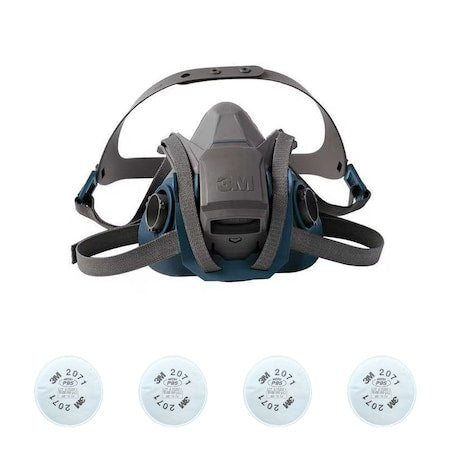 Half Mask Respirator Kit: 4 Cartridges Included, Rugged Comfort Quick Latch, P95 Filter, Size M