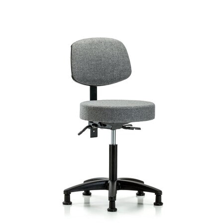 Rutledge Fab Stool with Back - Med Bench Height with Seat Tilt and Stat Glides in Gray Fab