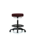 Rutledge Fab Stool without Back - High Bench Height with Black Foot Ring and Casters in Burgundy Fab