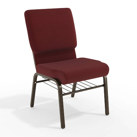 Fabric Church Chair w/Book Pouch, Brgundy