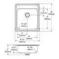 Bowl Drop-In Sink,21""x19.5""x6.5"",Gray