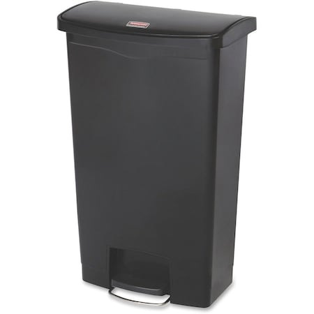 Slim Jim Step-On 18 gal Rectangular Slim-Profile Plastic Can, Black, Foot Pedal, Plastic, 13 in