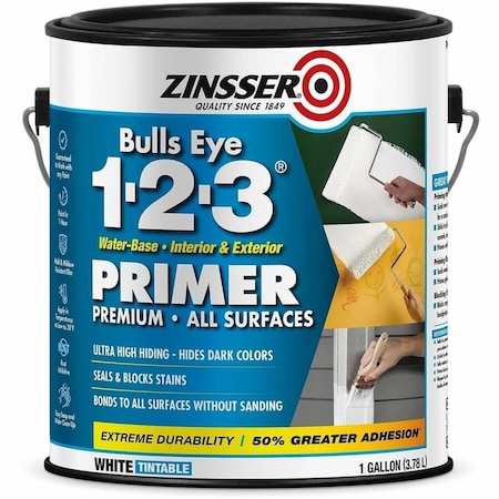 Bulls Eye 1-2-3 Water Based Primer, White, 1 Gal.