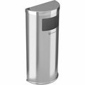 9 Gal Half-Round Side-Entry Trash Can, Stainless Steel