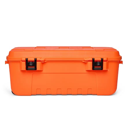 Stackable Storage Trunk W/ Lid, 27 gal, 37-1/4 in L x 18 in W x 14 in H, Blaze Orange, Plastic