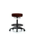 Vin Stool without Back-High Bench Height with Black Foot RingandCasters in Burgundy Trailblazer Vin